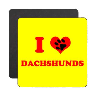 i heart dachshunds paw prints magnet