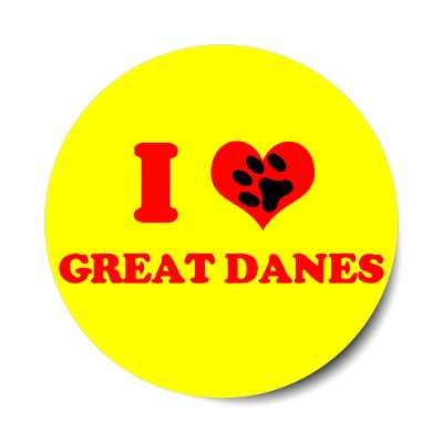 i heart great danes print paw sticker