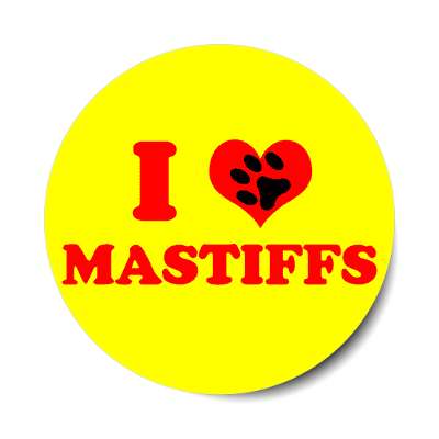 i heart mastiffs print paw sticker