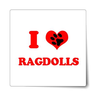 i heart ragdolls paw print sticker