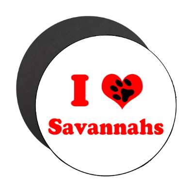 i heart savannahs paw print magnet
