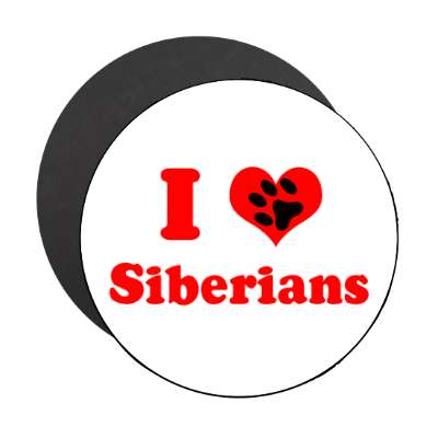 i heart siberians paw print magnet