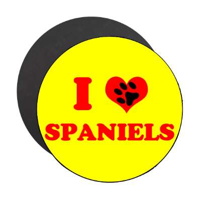 i heart spaniels paw prints magnet