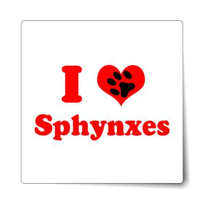 i heart sphynxes paw print sticker