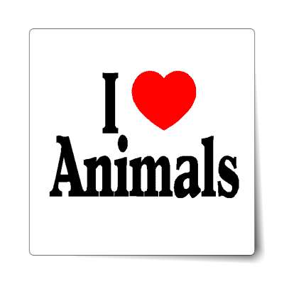 i love animals red heart sticker
