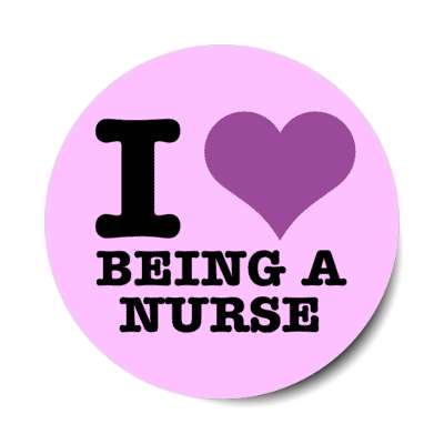 i love being a nurse heart purple stickers, magnet