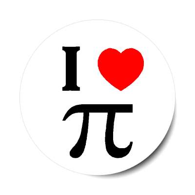 i love pi red heart stickers, magnet
