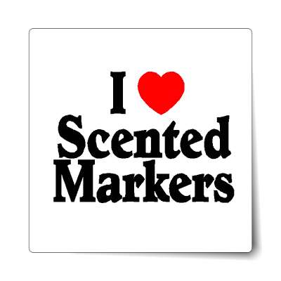 i love scented markers red heart sticker