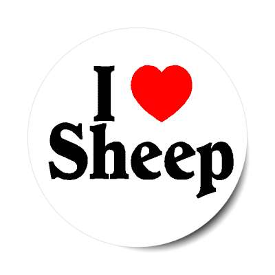 i love sheep red heart sticker
