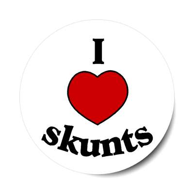 i love skunts red heart sticker