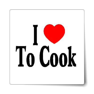 i love to cook red heart sticker