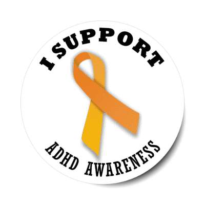 i support adhd awareness orange ribbon stickers, magnet