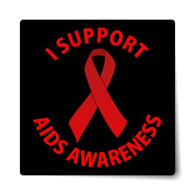 i support aids awareness ribbon black sticker