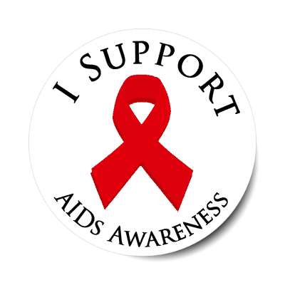 i support aids awareness ribbon white hiv sticker