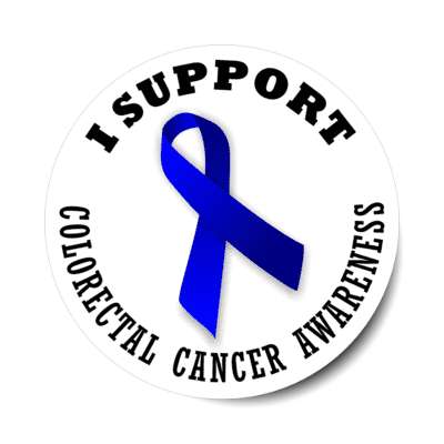 i support colorectal cancer dark blue awareness ribbon stickers, magnet