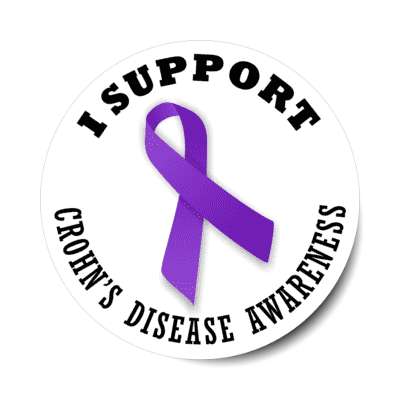 i support crohns disease purple awareness ribbon stickers, magnet