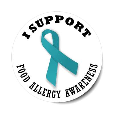 i support food allergy teal awareness ribbon stickers, magnet