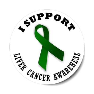 i support liver cancer emerald green awareness ribbon stickers, magnet