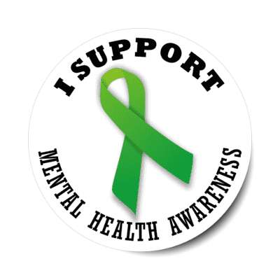 i support mental health awareness green awareness ribbon stickers, magnet