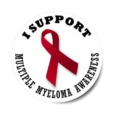 i support multiple myeloma cancer burgundy awareness ribbon stickers, magnet