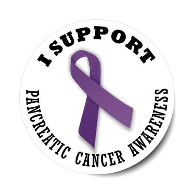 i support pancreatic cancer purple awareness ribbon sticker