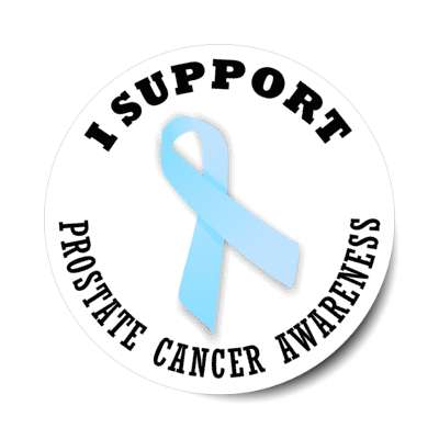i support prostate cancer light blue awareness ribbon stickers, magnet