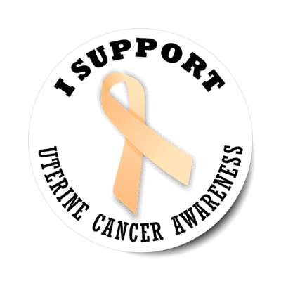 i support uterine cancer peach awareness ribbon stickers, magnet