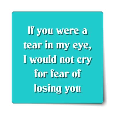 if you were a tear in my eye i would not cry for fear of losing you sticker