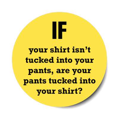 if your shirt isnt tucked into your pants are your pants tucked into your shirt stickers, magnet
