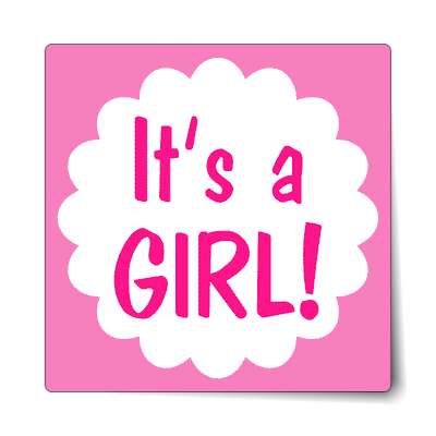 its a girl pink border fun sticker