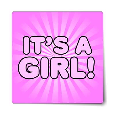 its a girl pink rays bold sticker