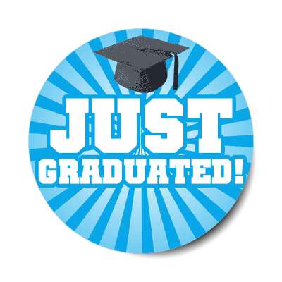 just graduated rays blue graduation cap sticker