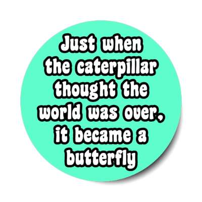 just when the caterpillar thought the world was over it became a butterfly stickers, magnet