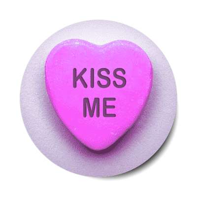 kiss me purple heart candy sticker