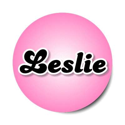 leslie female name pink sticker