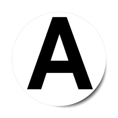 letter a uppercase white black sticker