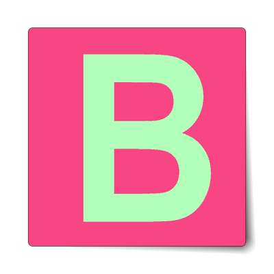 letter b uppercase hot pink mint sticker