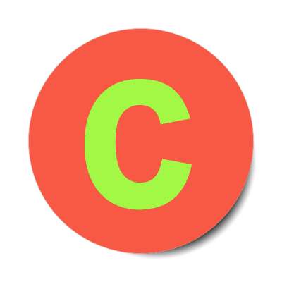 letter c lowercase coral green sticker