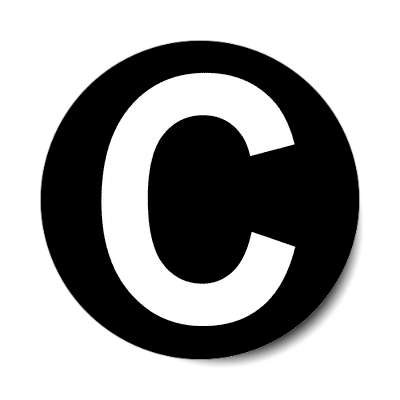 letter c uppercase black white sticker