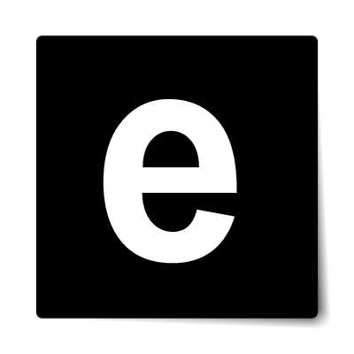 letter e lowercase black white sticker