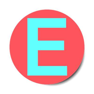 letter e uppercase coral aqua sticker