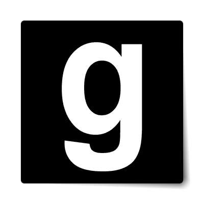 letter g lowercase black white sticker