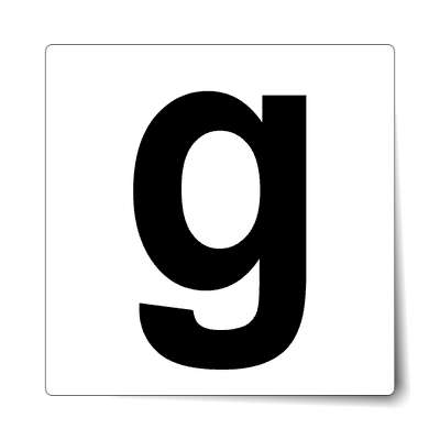 letter g lowercase white black sticker