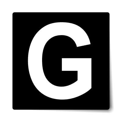 letter g uppercase black white sticker
