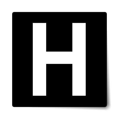 letter h uppercase black white sticker