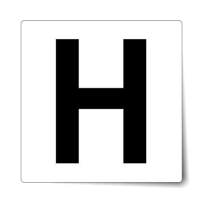 letter h uppercase white black sticker