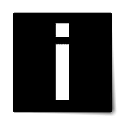 letter i lowercase black white sticker