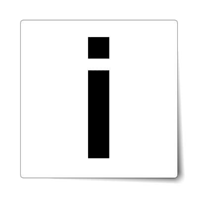 letter i lowercase white black sticker