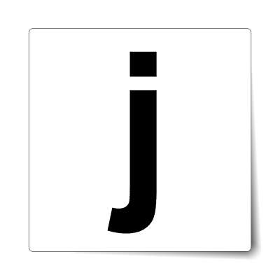 letter j lowercase white black sticker