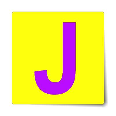 letter j uppercase yellow purple sticker